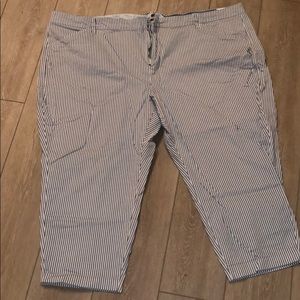 Plus Size Ankle Length Striped Pants